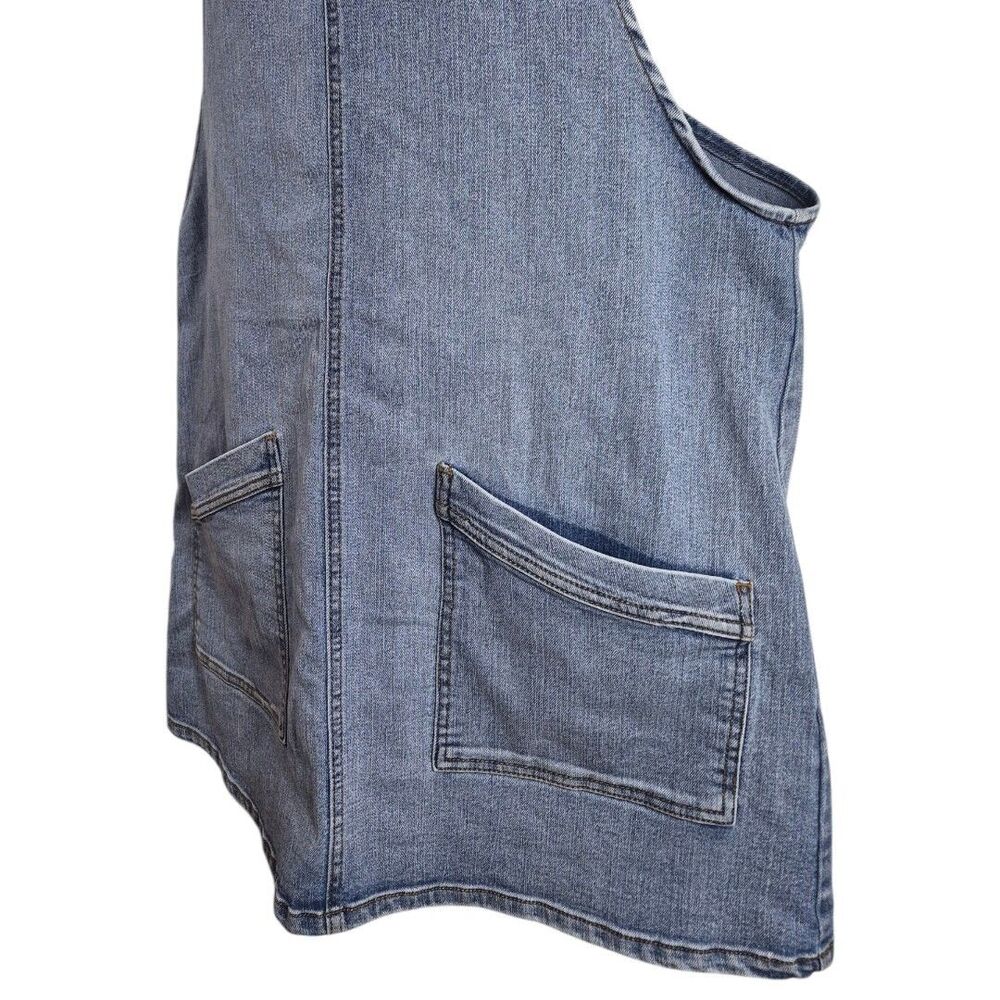 Denim XL Overalls Bib Mini Dress Blue Mini Pockets Adjustable Straps Casual Chic - Picture 4 of 7
